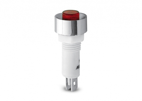 OJO DE BUEY 220V REDONDO CROMADO ROJO 9.5MM DIÁMETRO