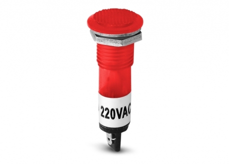OJO DE BUEY 220V REDONDO PLÁSTICO PLANO ROJO