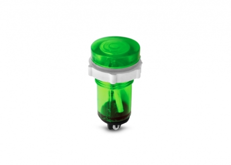 OJO DE BUEY 220V REDONDO PLÁSTICO CORTO VERDE 15MM DIÁMETRO